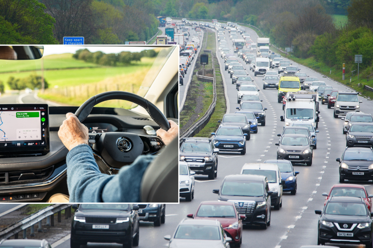 Driver in car and UK roads