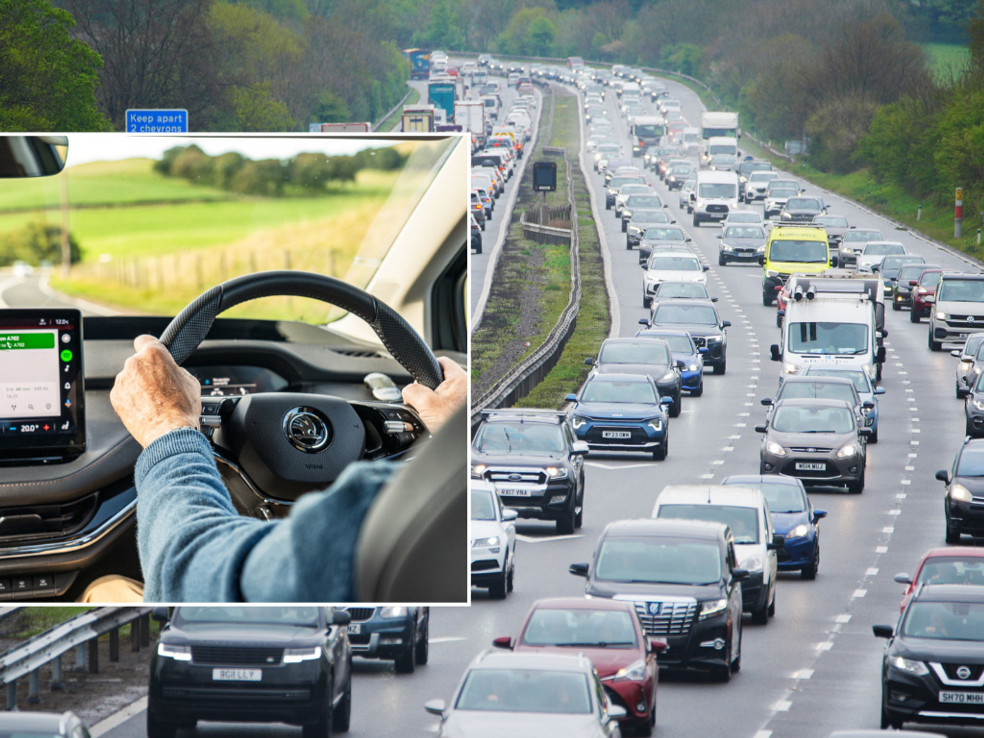 Driver in car and UK roads