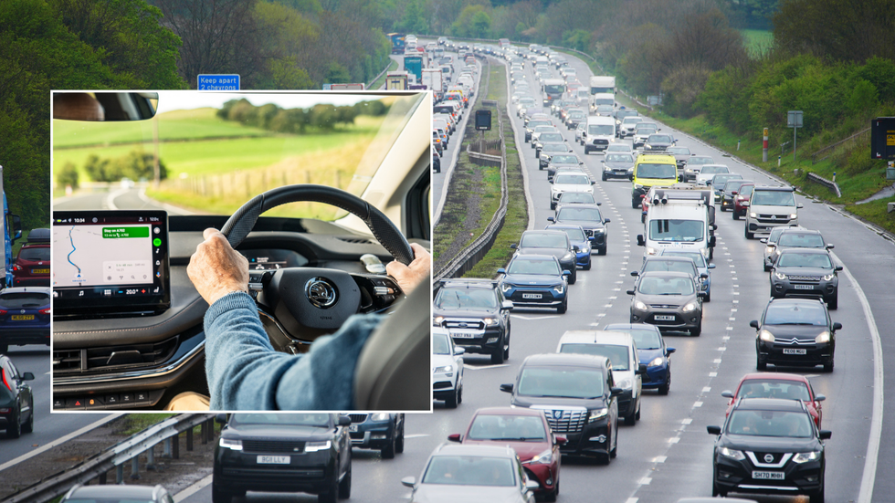 Driver in car and UK roads