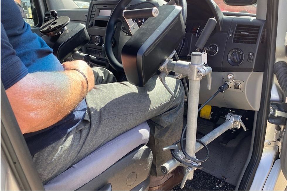 Driver with disabilities in car