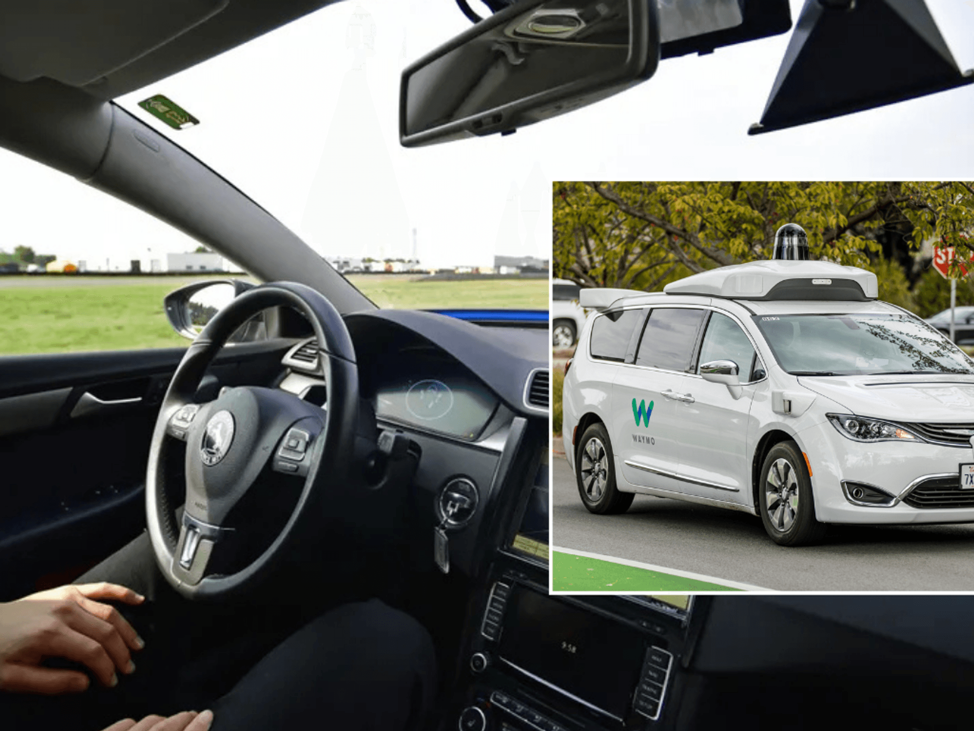 Driverless car and Waymo vehicle