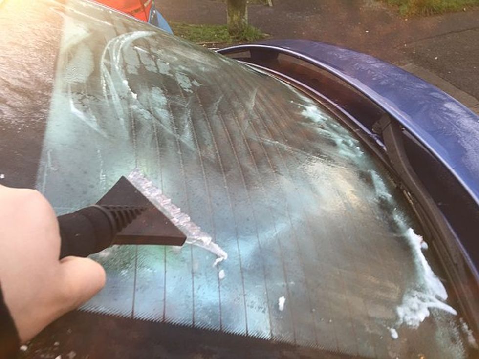 Drivers are being warned that they could face \u00a380 fines if they clear frost from their car windscreens