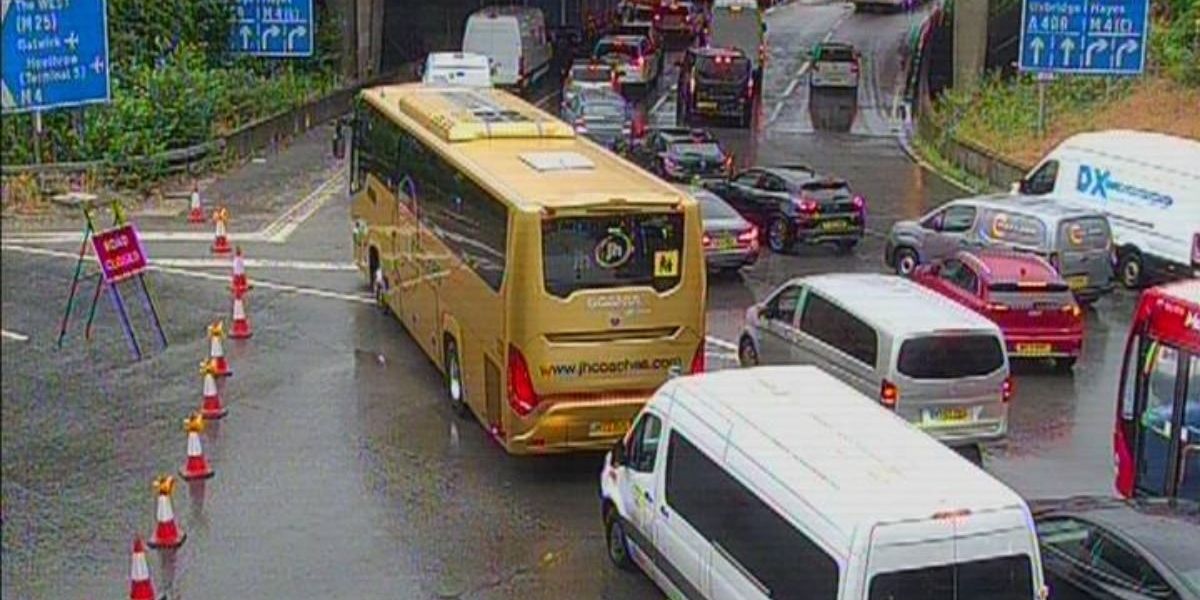 Police launch investigation into crash near Heathrow Airport as drivers face miles of traffic Police launch investigation into crash near Heathrow Airport as drivers face miles of traffic