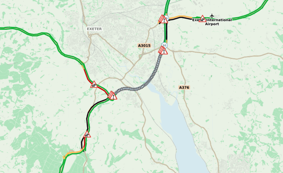Drivers are facing long delays around Exeter this morning