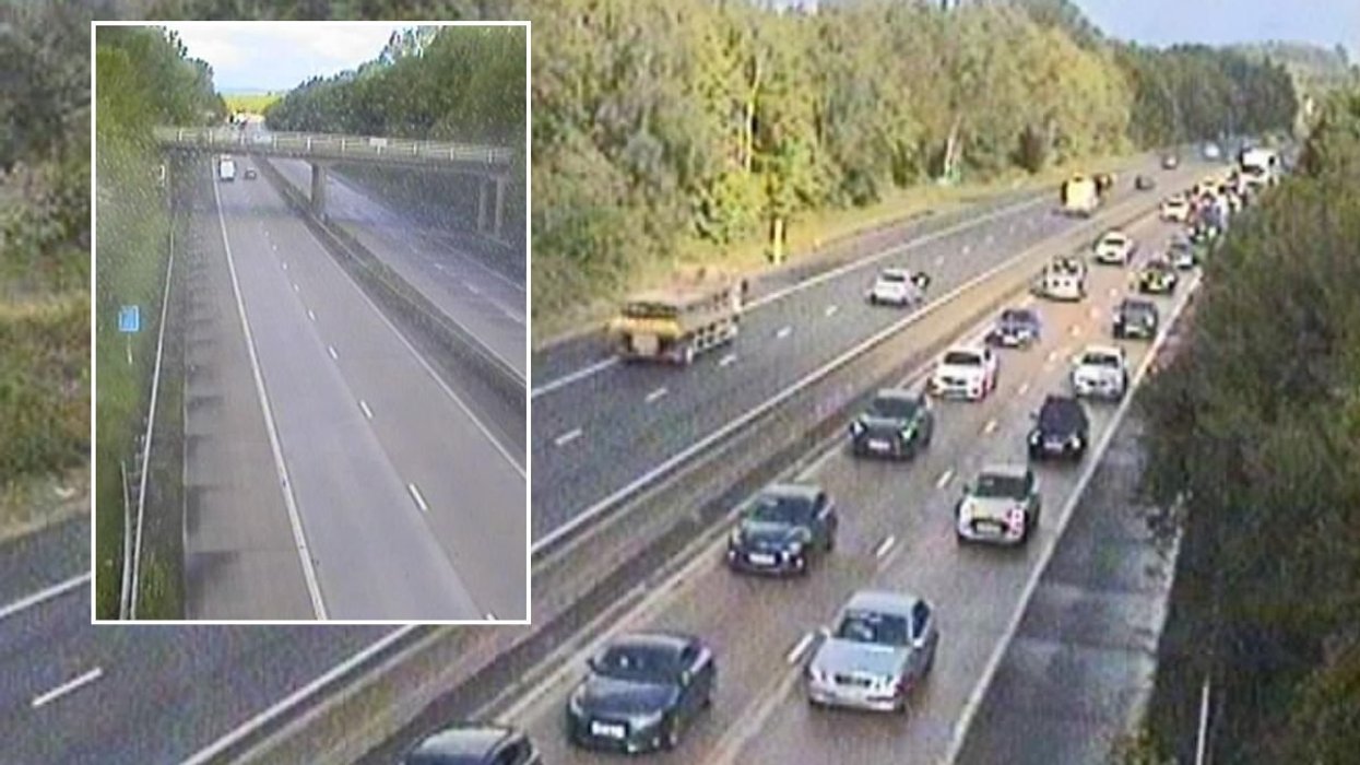 Drivers are facing long delays of around an hour on the M