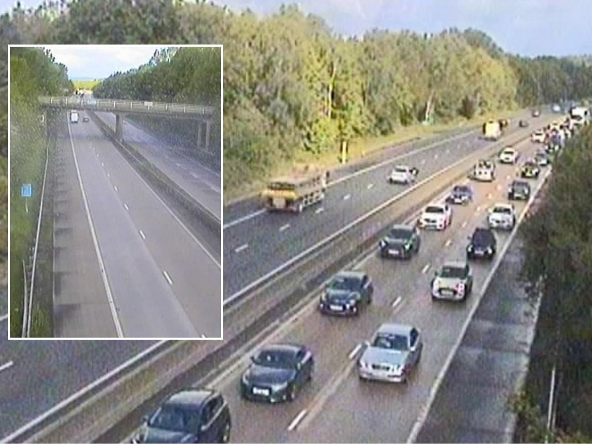 Drivers are facing long delays of around an hour on the M