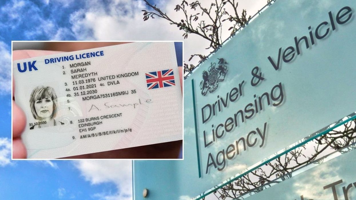 Driving licence and a DVLA sign