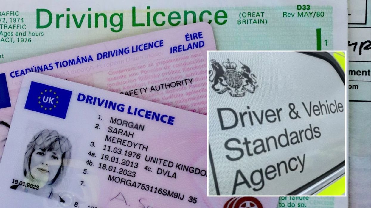 Driving licence and a DVSA sign