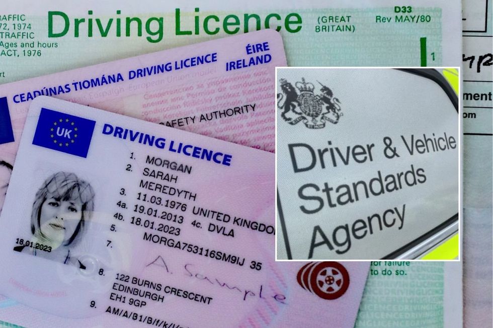 Driving licence and a DVSA sign