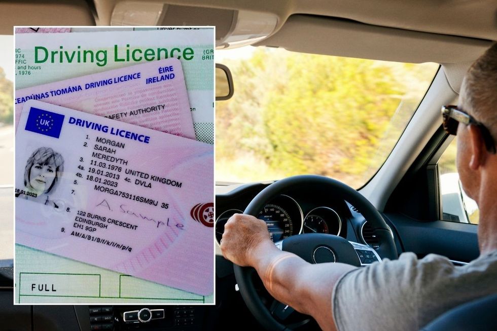 Driving licence and a man behind the wheel of a car