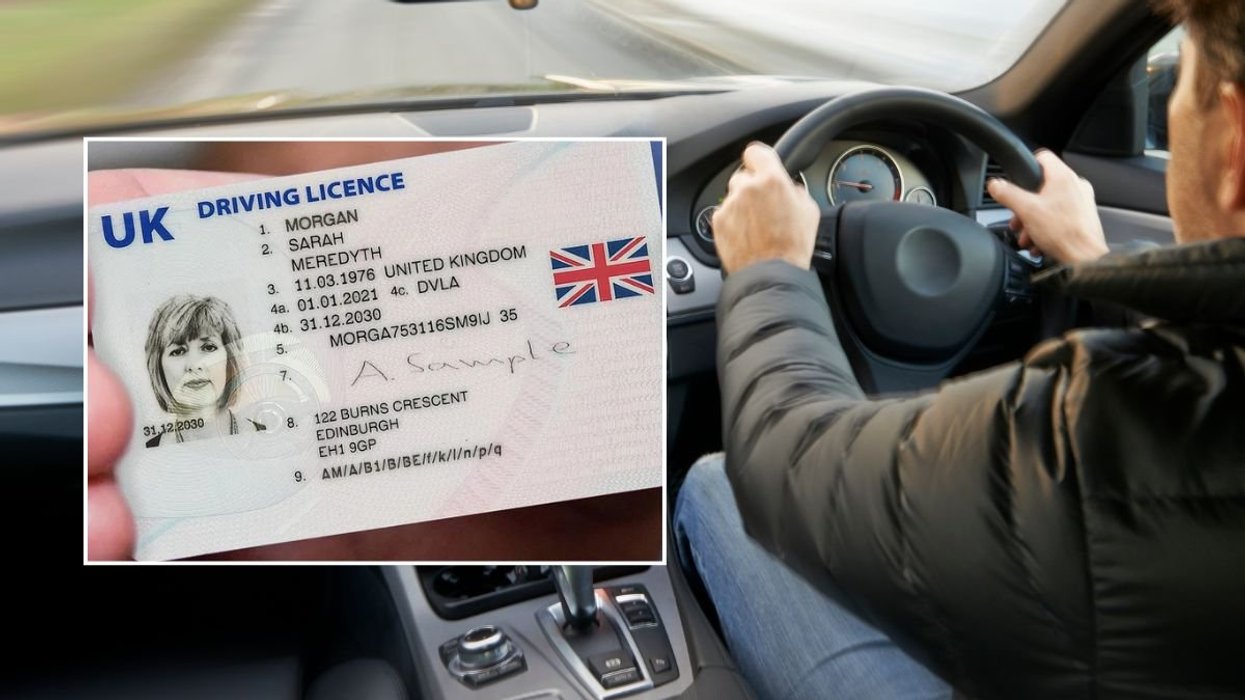 Driving licence and a man driving a car