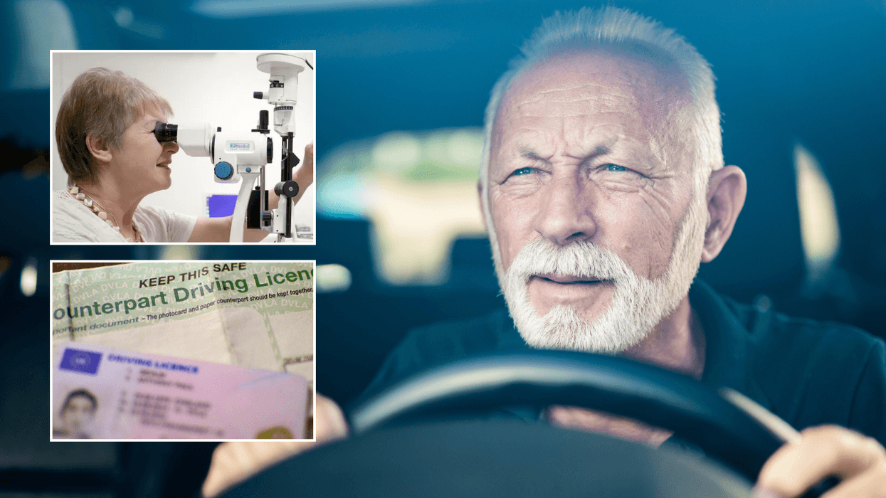 Driving licence and eye test for elderly driver