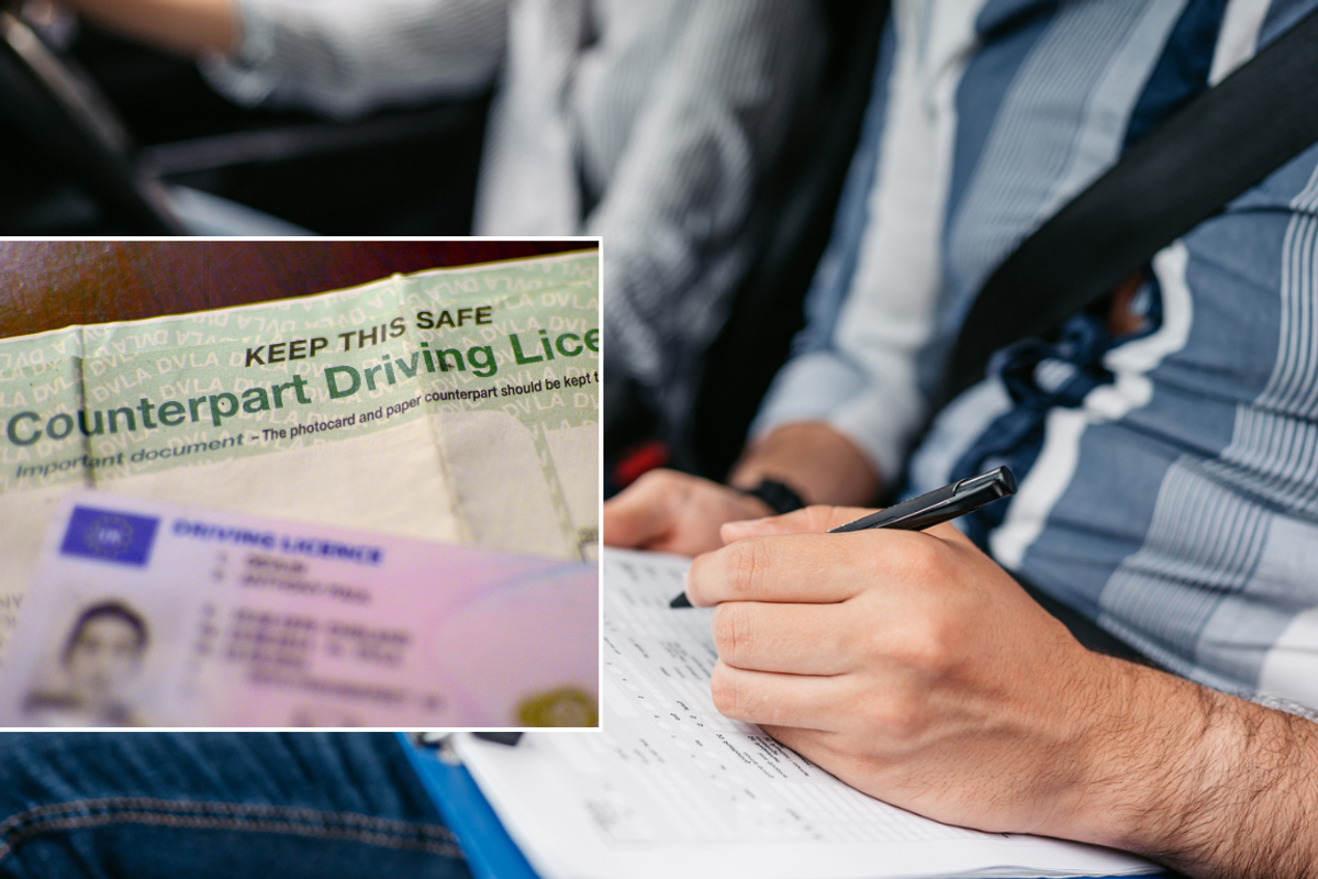 Driving licence and learner test in vehicle