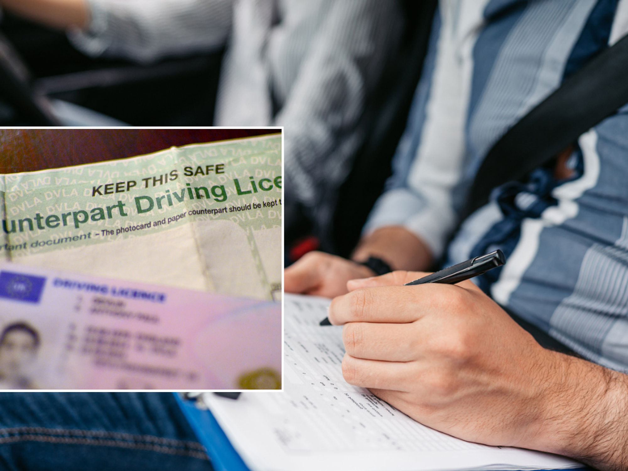 Driving licence and learner test in vehicle