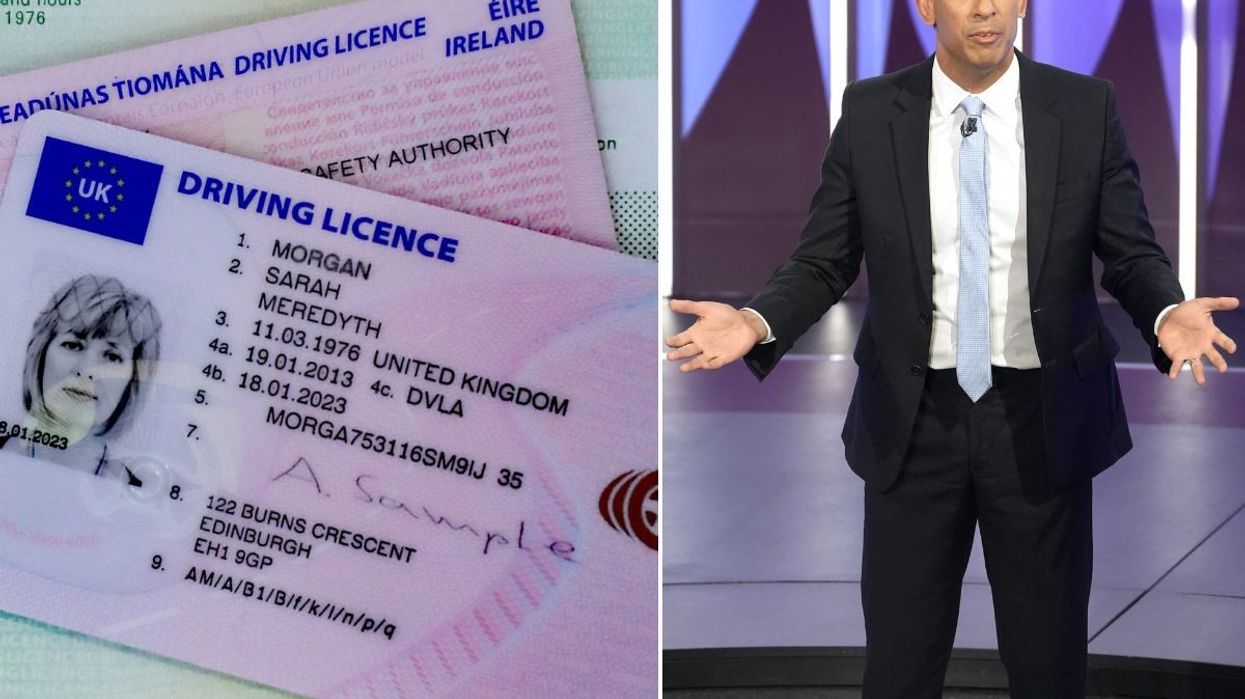 Driving licence and Rishi Sunak