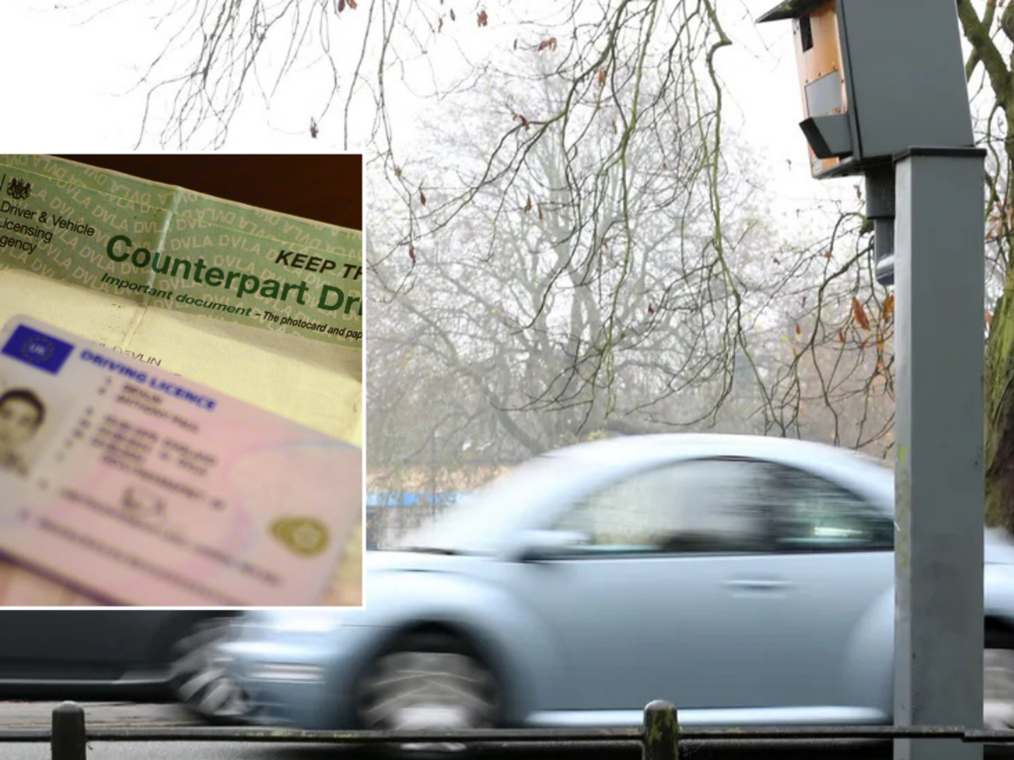 Driving licence and speeding car