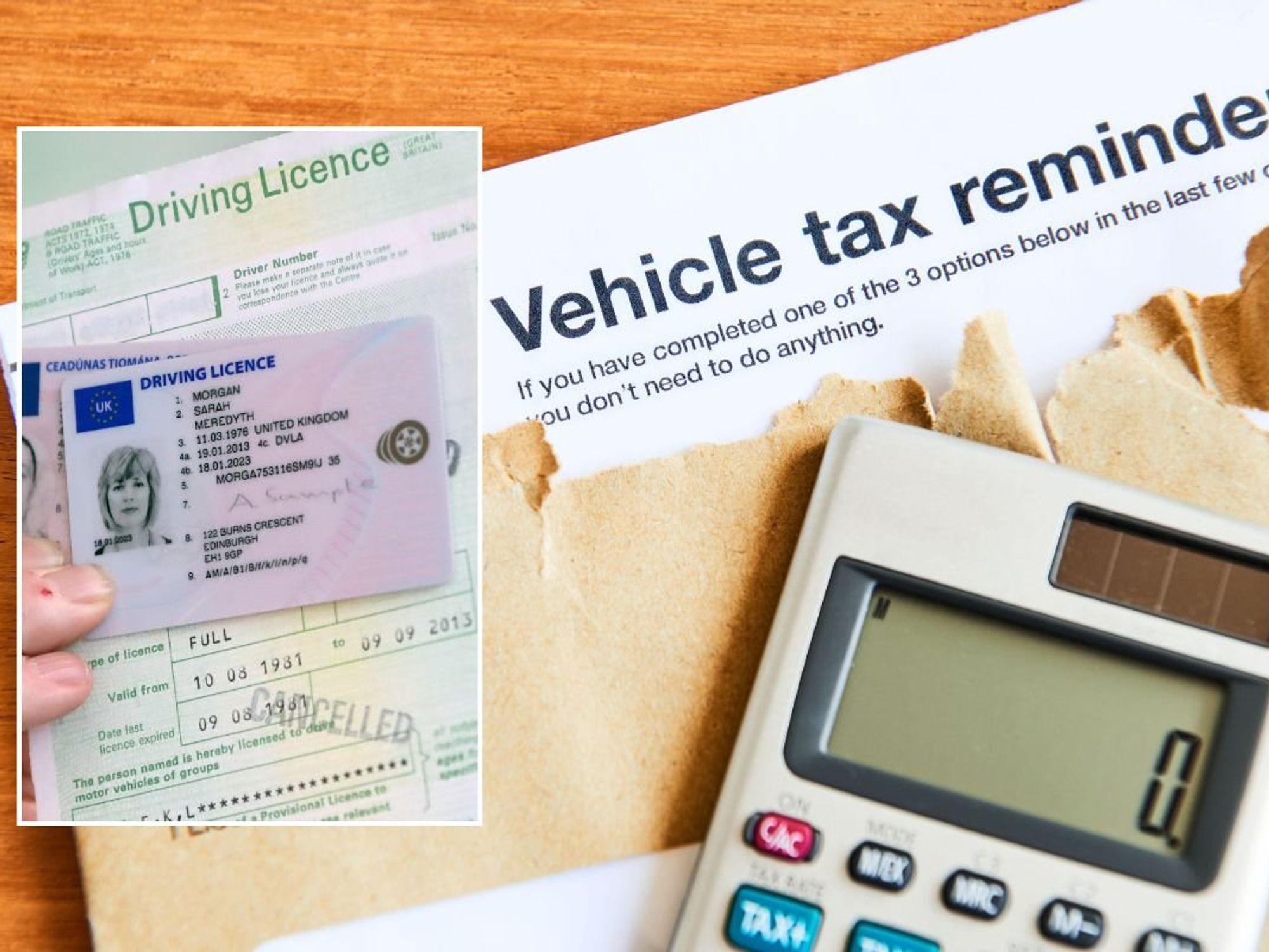 Driving licence and vehicle tax reminder letter