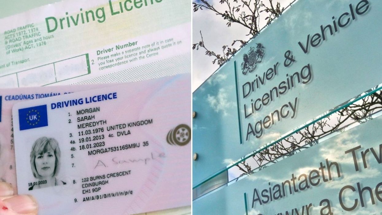Driving licence application and a DVLA sign