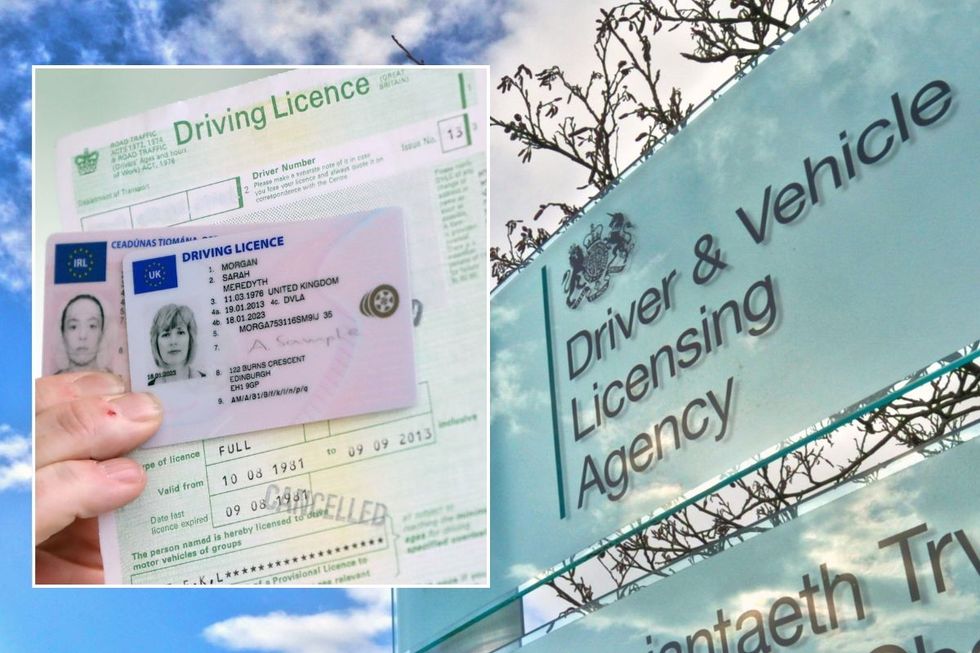 Driving licence application and a DVLA sign
