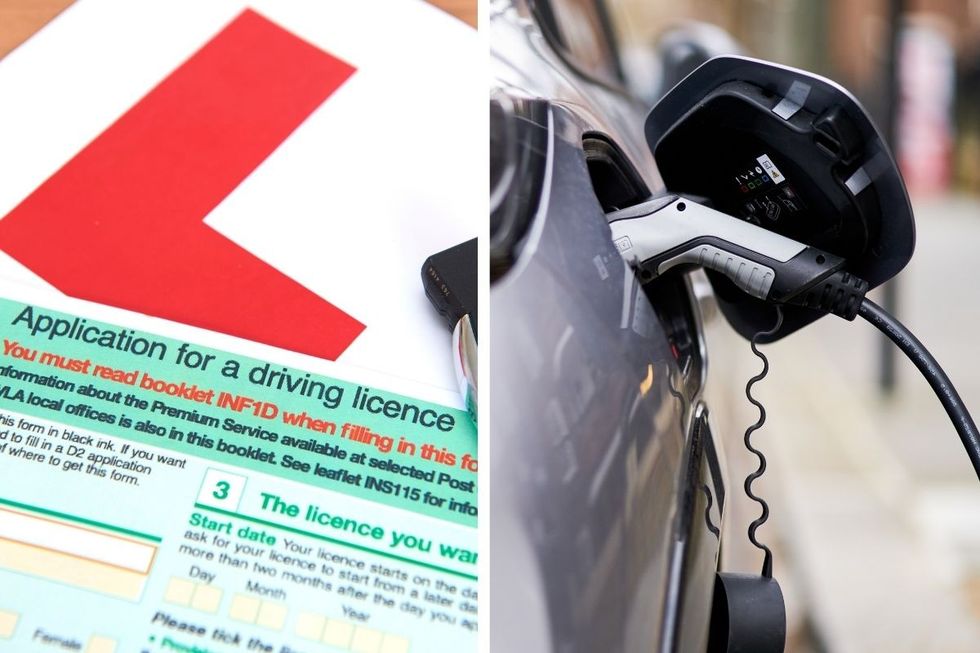 Driving licence application and an EV charger