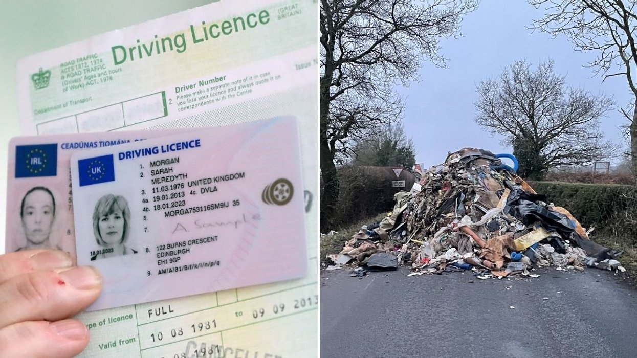 Driving licence application form and a fly-tipping incident