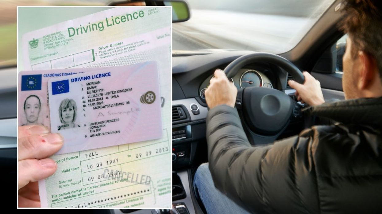 Driving licence application form and a man driving a car