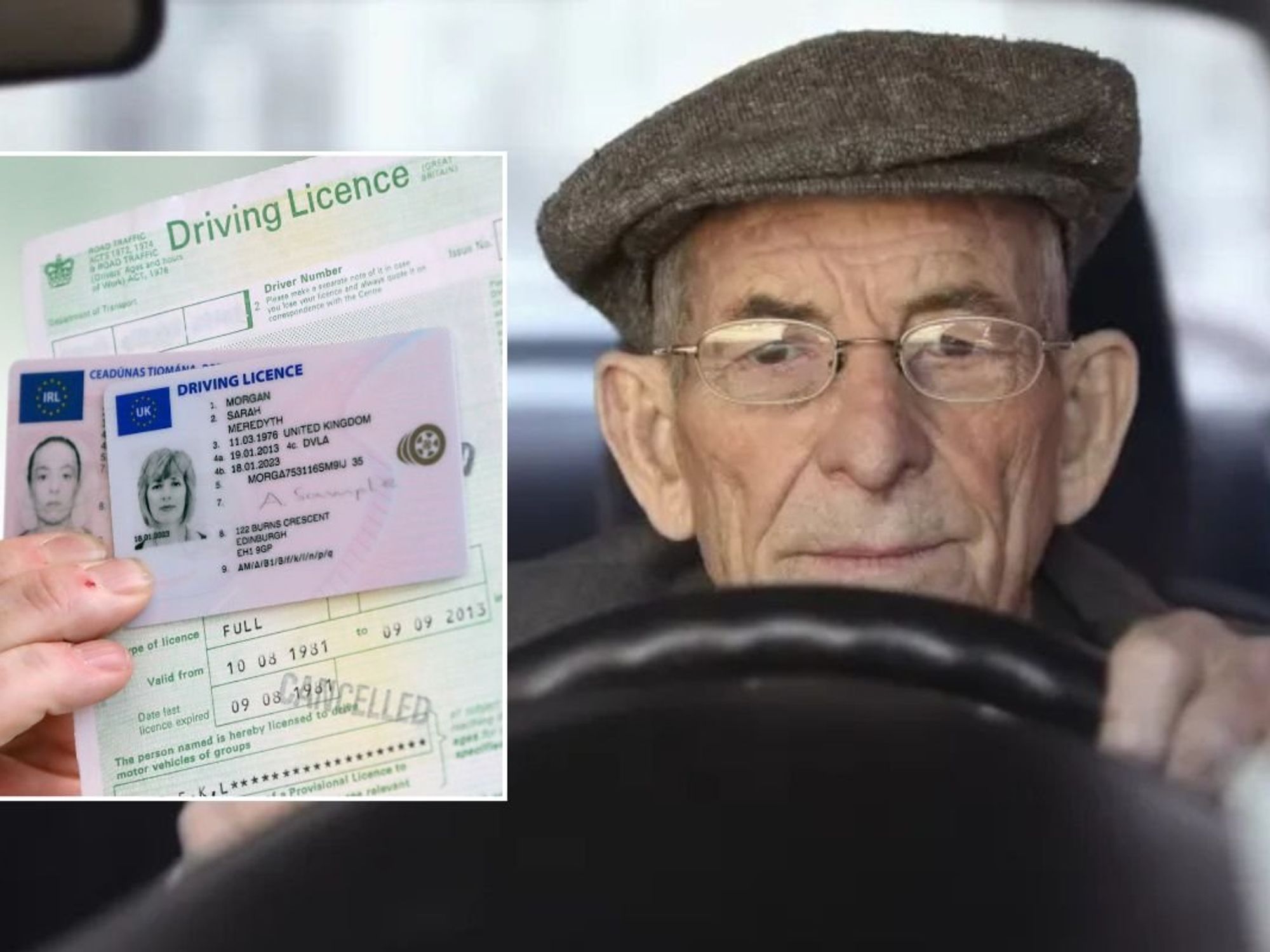 Driving licence form and an elderly motorists