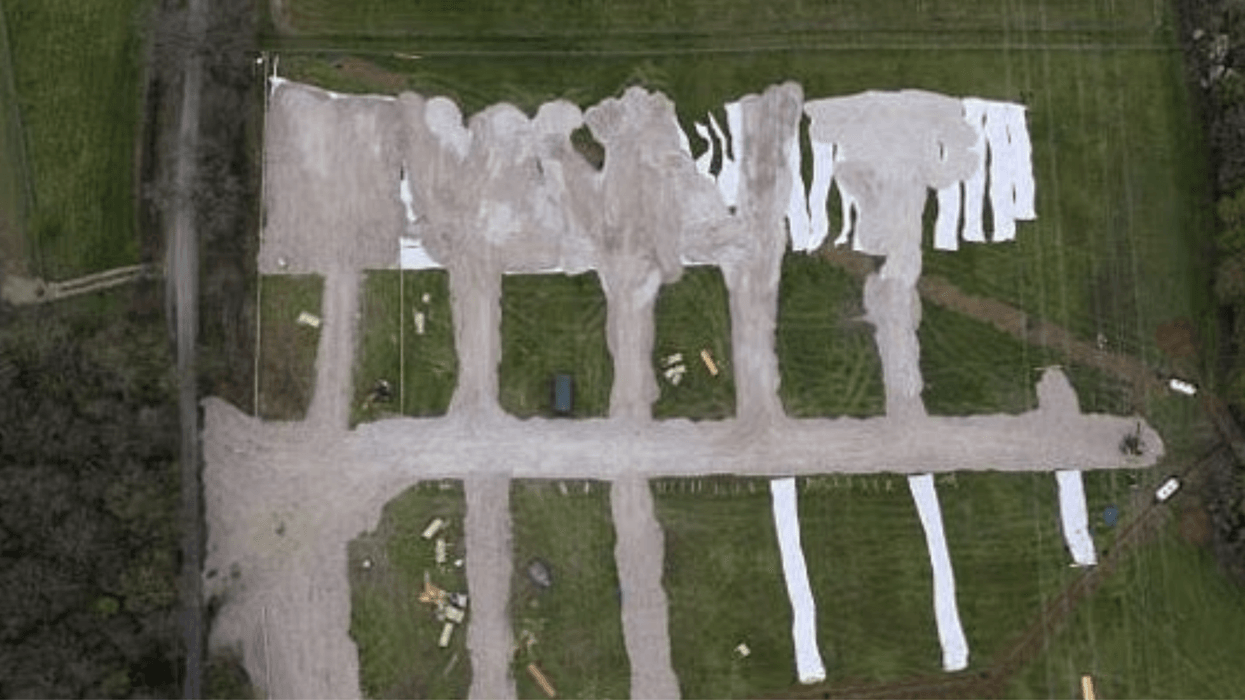 Drone footage has captured the concreted land, shared on a local Facebook group