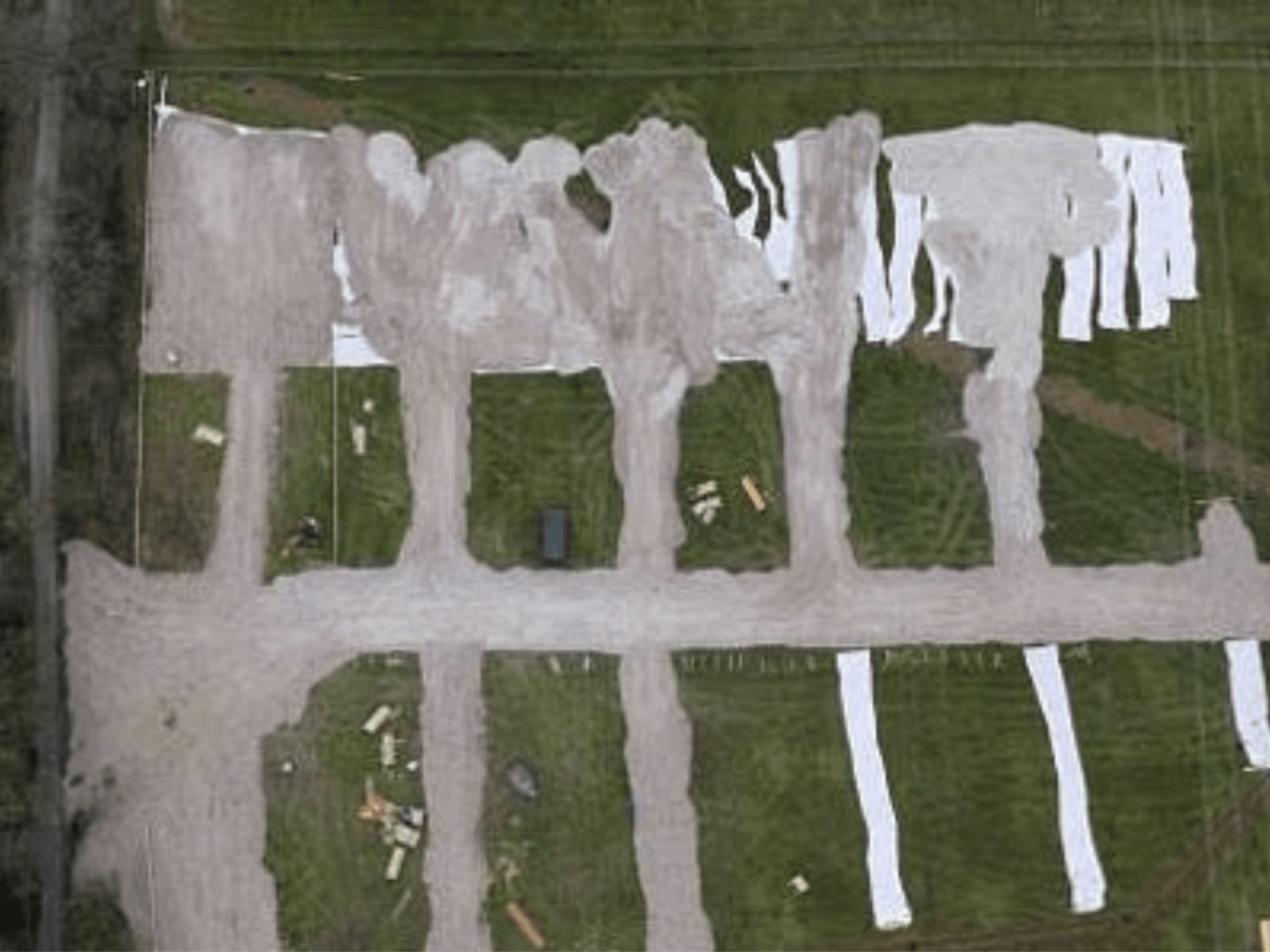 Drone footage has captured the concreted land, shared on a local Facebook group