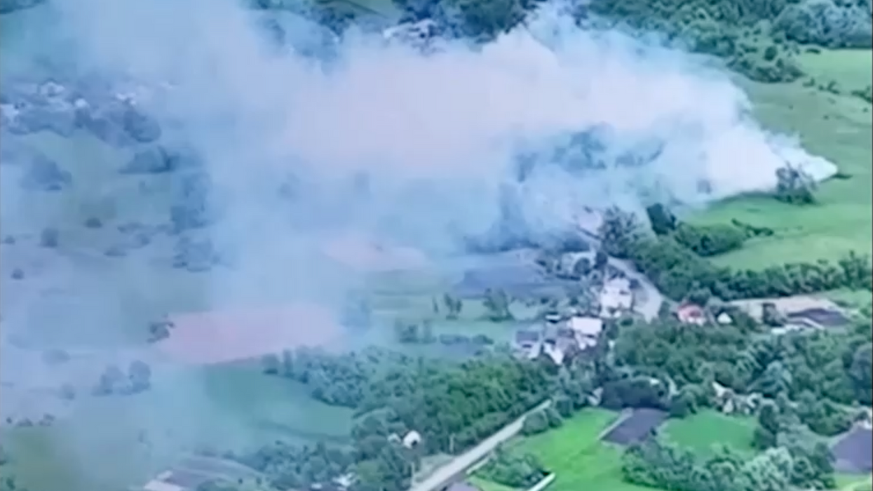 Drone footage of blasts in Russia