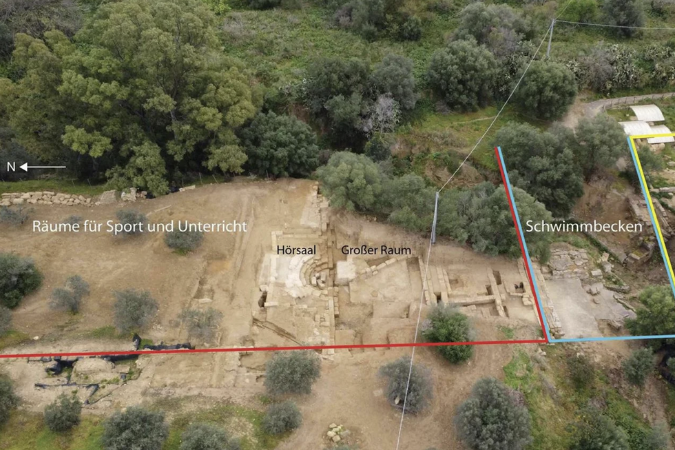 Drone image of the gymnasium discovered during excavations, Agrigento