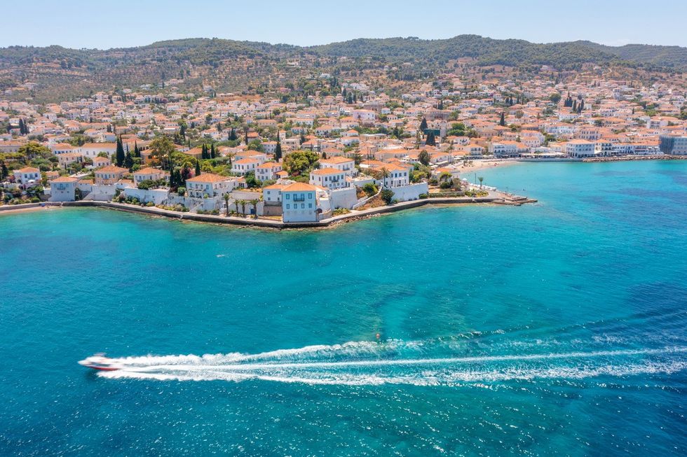 Drone photo of the Greek island Spetses
