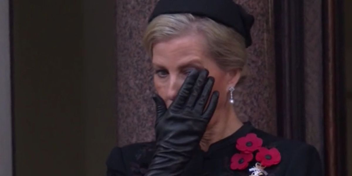 Duchess of Edinburgh is moved to tears during Remembrance Sunday service