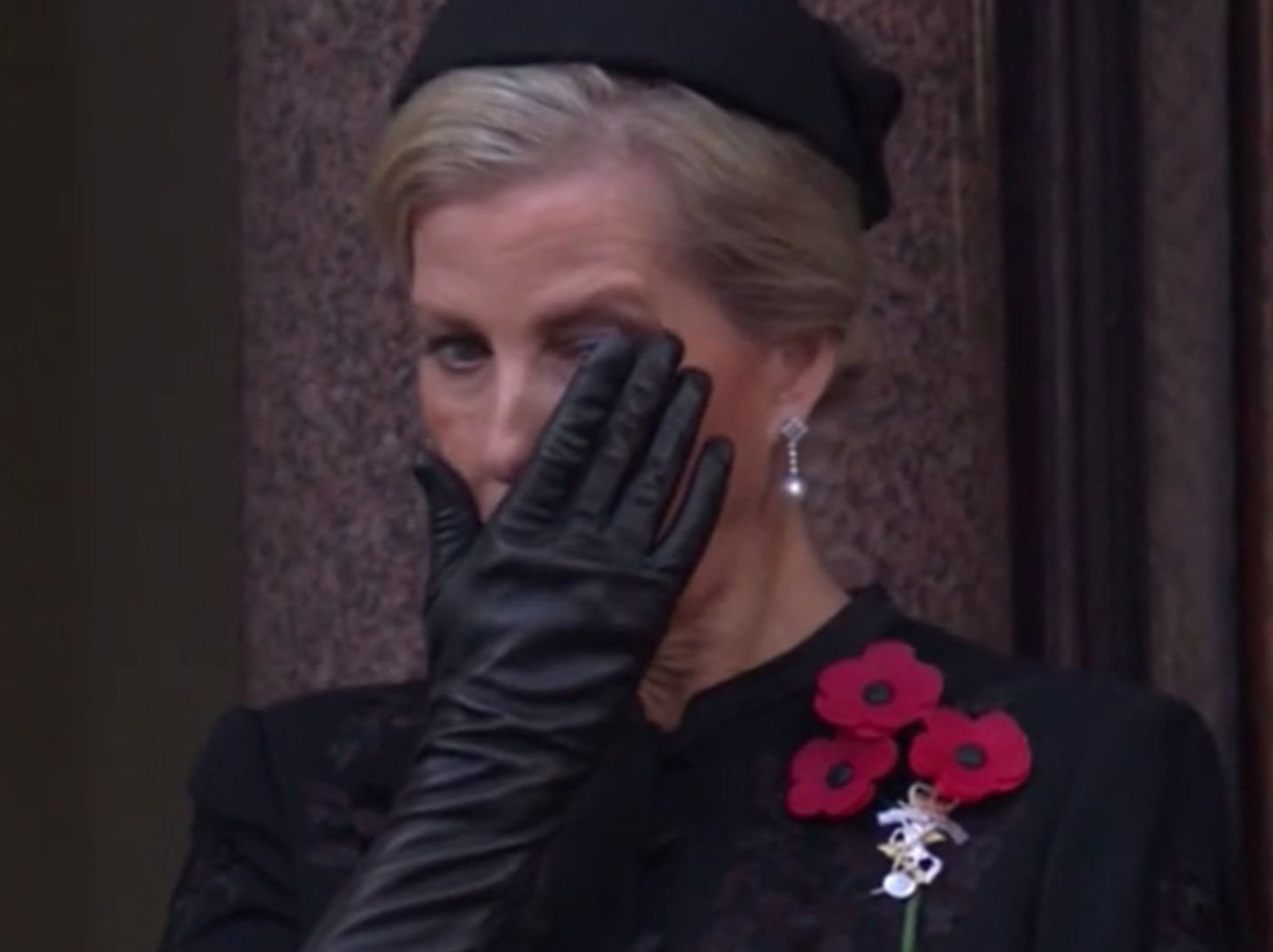 Duchess of Edinburgh is moved to tears during Remembrance Sunday service