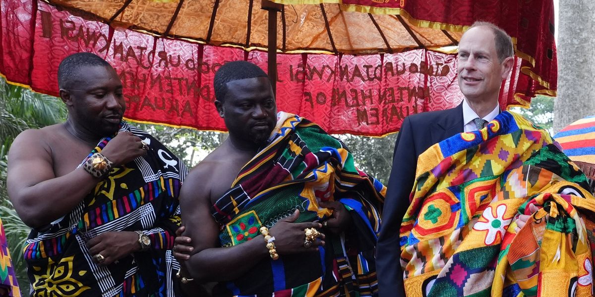 Prince Edward dons local garments to meet young people in Ghana amid royal tour Prince Edward dons local garments to meet young people in Ghana amid royal tour