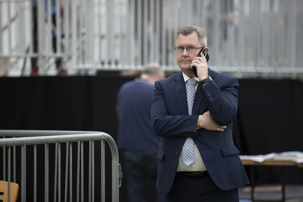 DUP leader Sir Jeffrey Donaldson at the Meadowlands Arena, Magherafelt