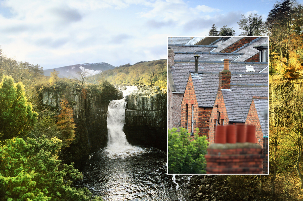 Durham waterfall / houses