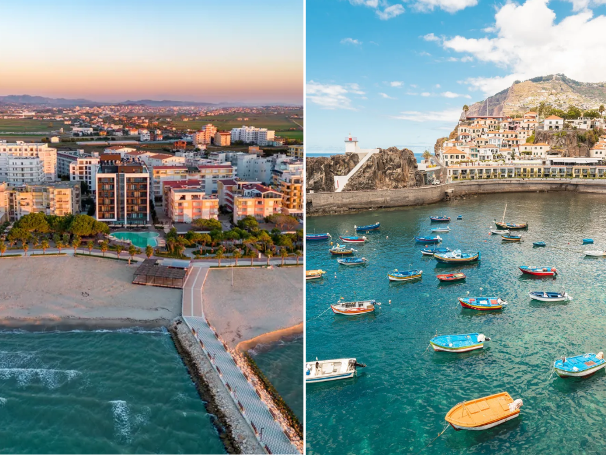 Durrës Albania beach and city / Madeira Portugal