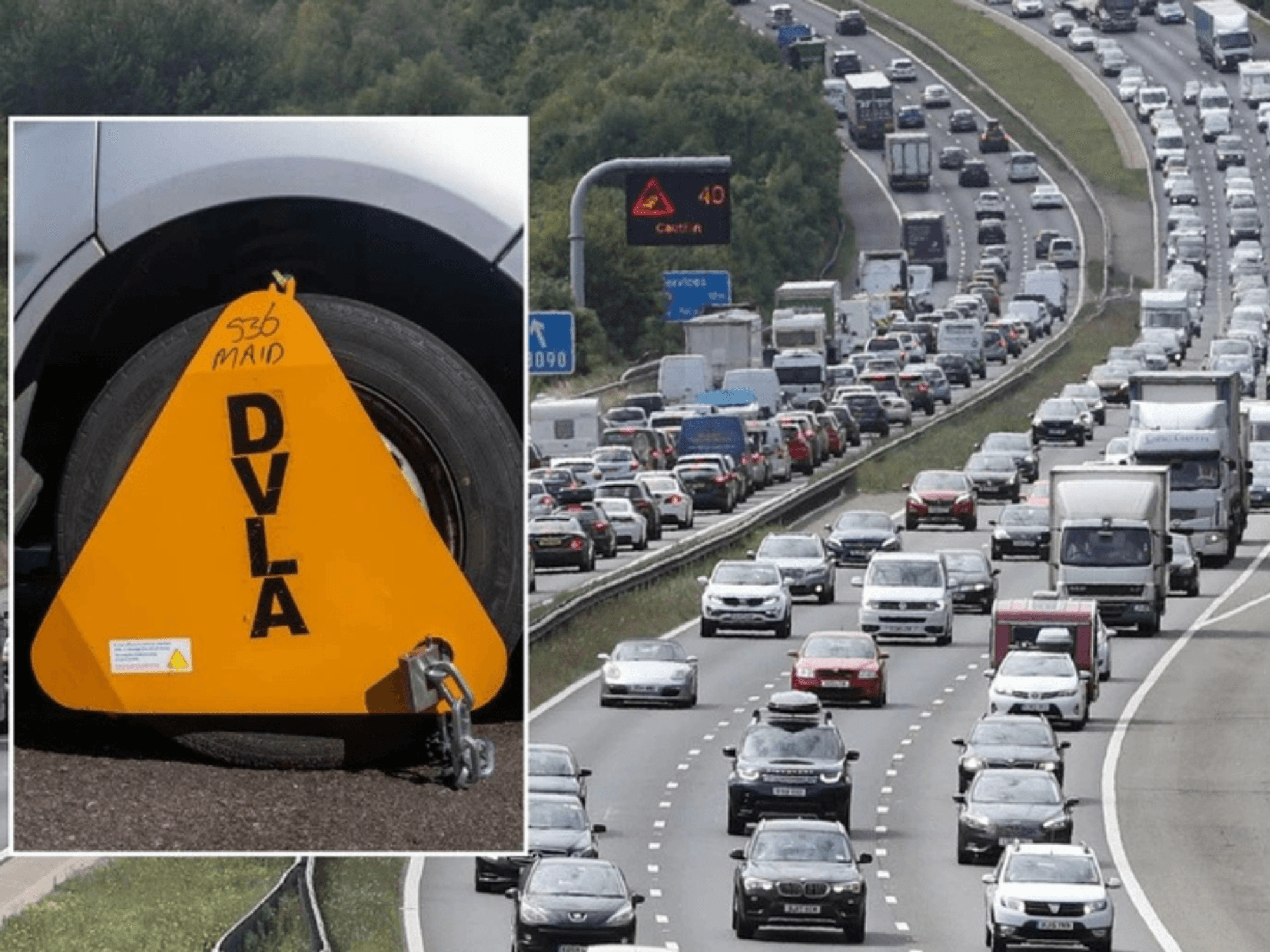 DVLA car clamp and UK road