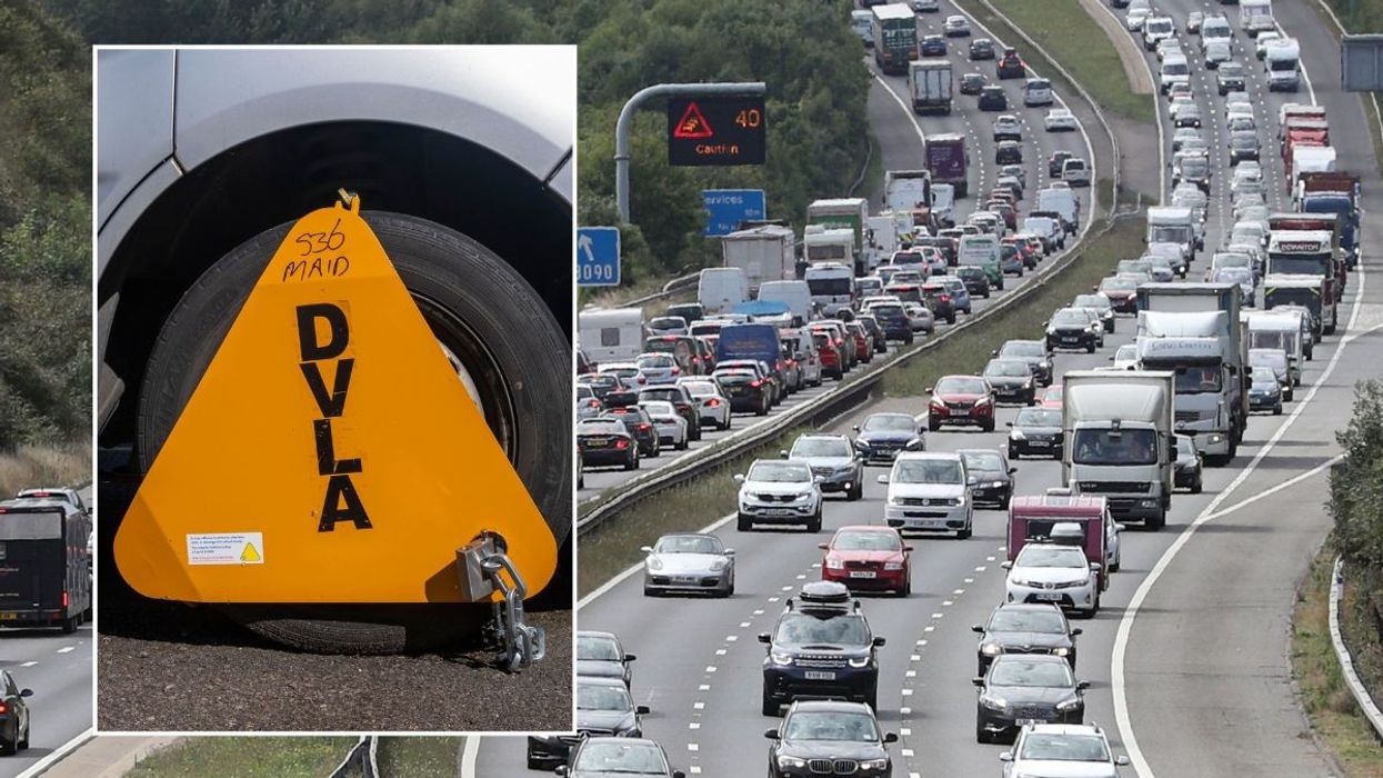 DVLA logo and a busy motorway