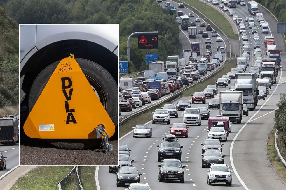 DVLA logo and a busy motorway