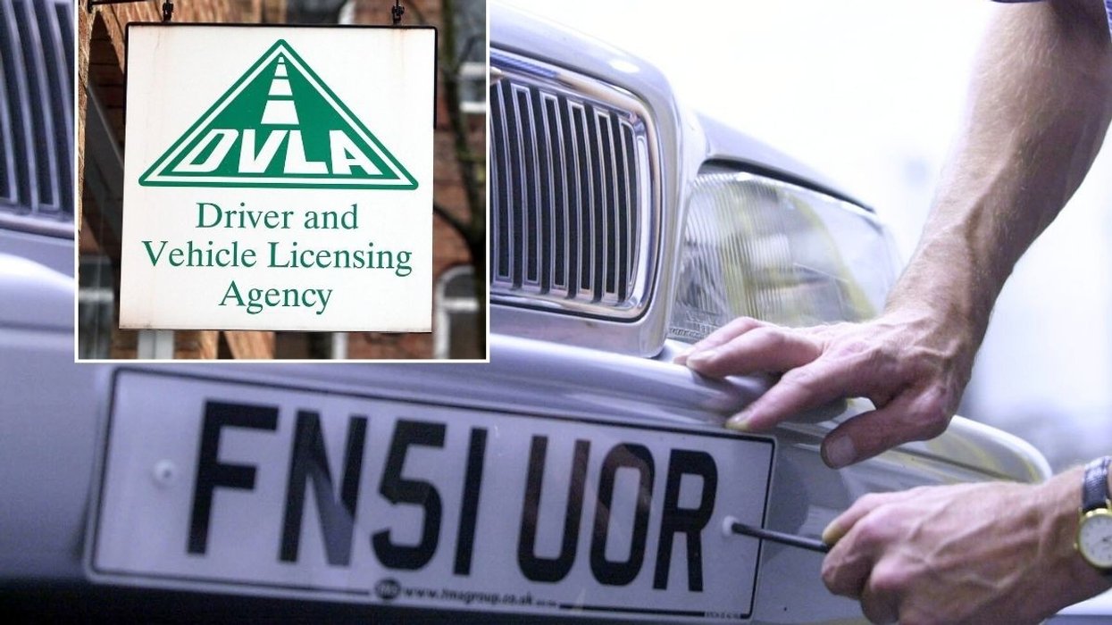 DVLA sign and a number plate