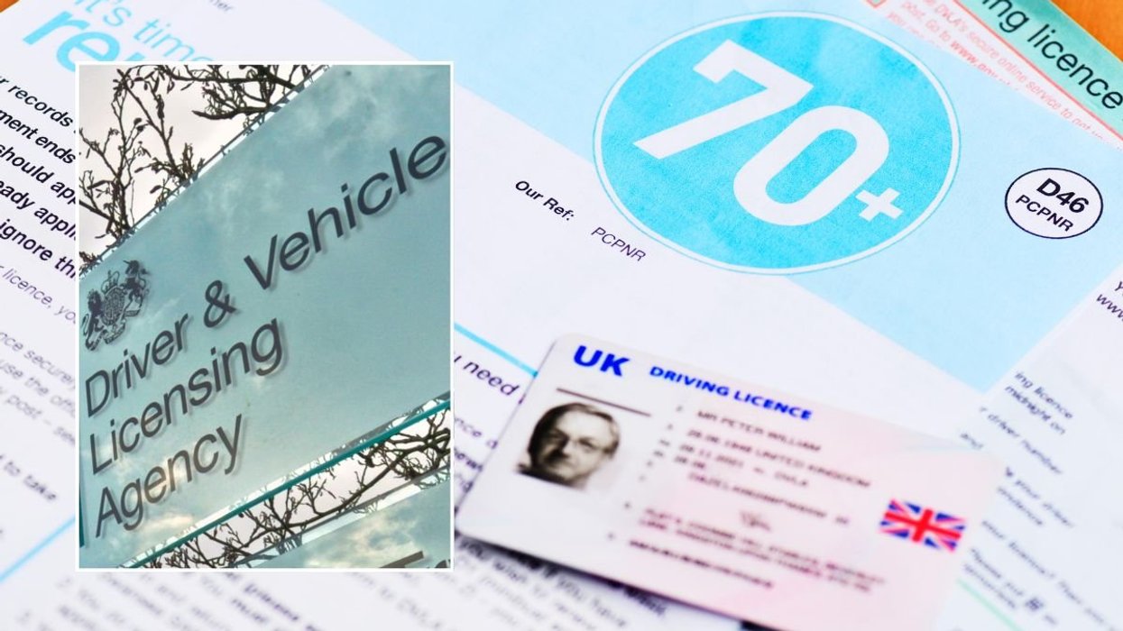 DVLA sign and an elderly driver licence