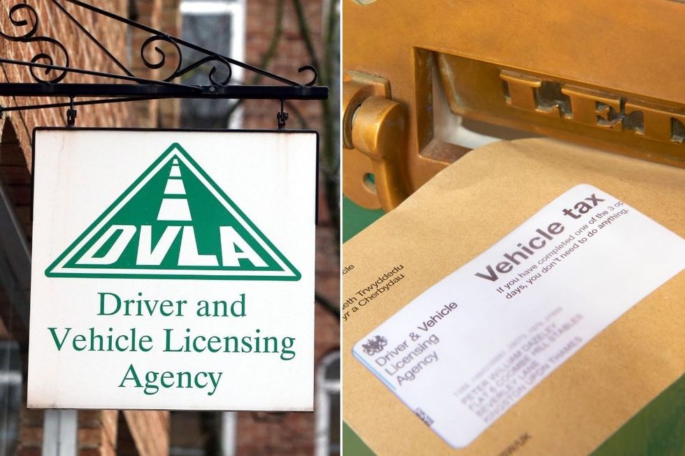 DVLA sign and car tax reminder