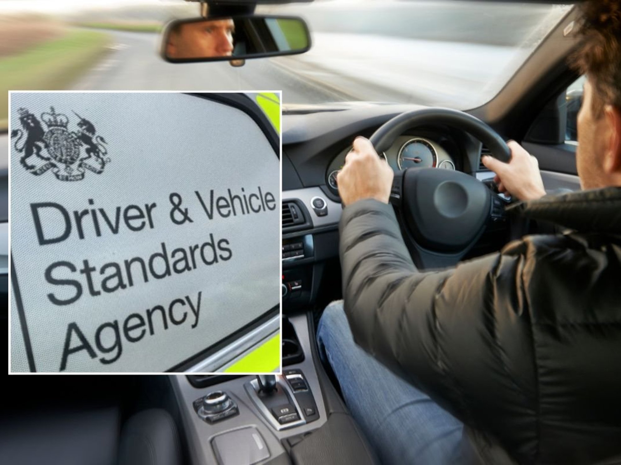 DVSA and a man driving a car