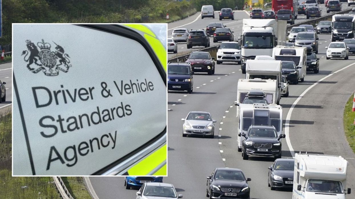 DVSA sign and a busy motorway