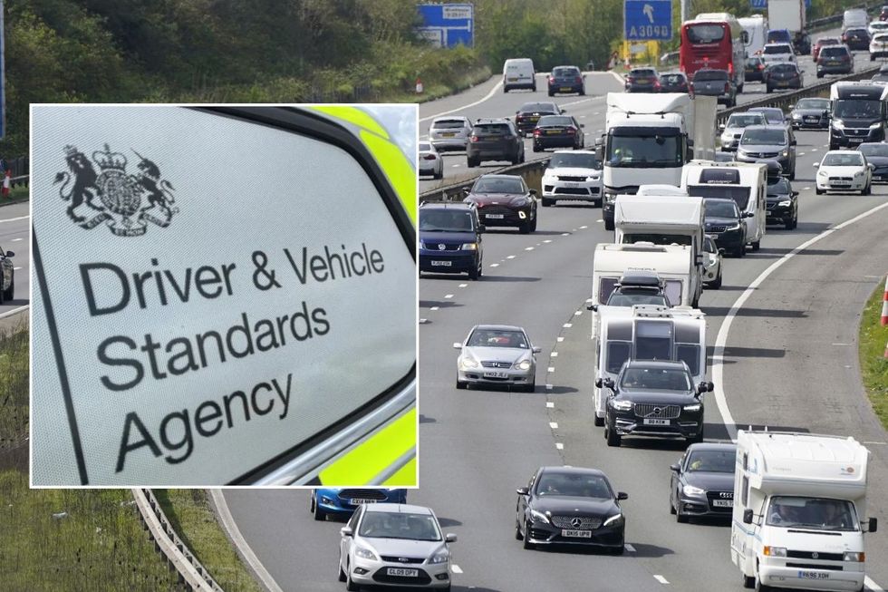 DVSA sign and a busy motorway