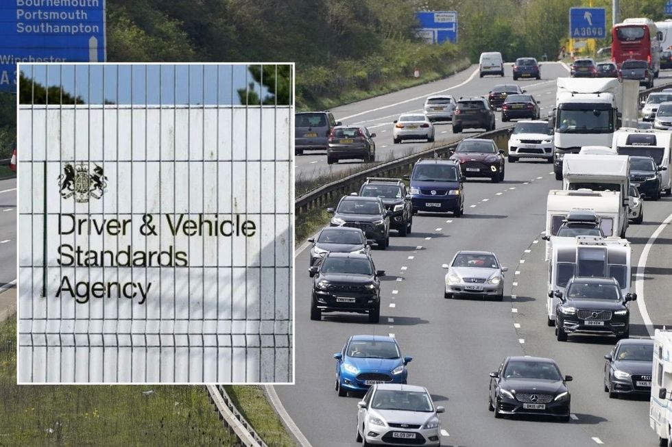 DVSA sign and a busy UK motorway