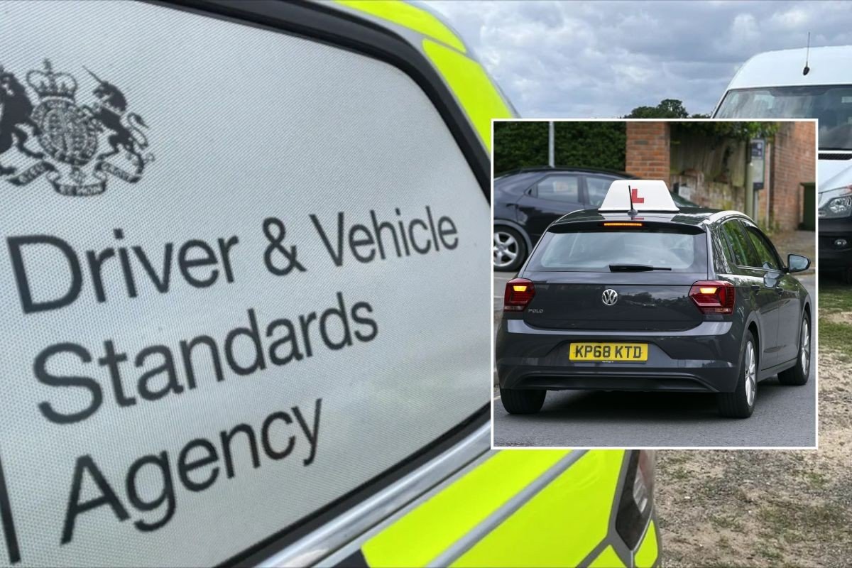 DVSA sign and a learner driver car