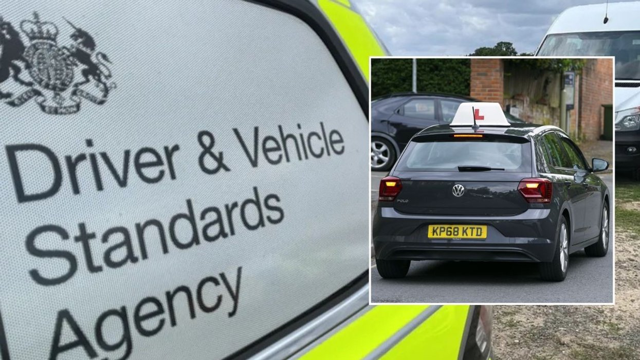 DVSA sign and a learner driver car